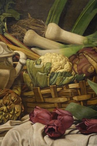 20th century - Large still life with vegetables and flowers, J.G.ANDERSEN, 1923