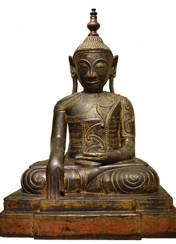 Très grand Bouddha en laque sèche, Birmanie fin 18e 