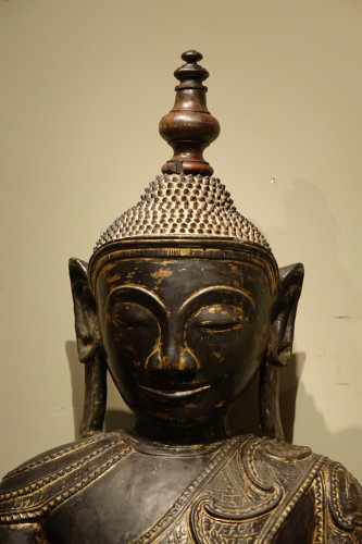 Très grand Bouddha en laque sèche, Birmanie fin 18e  - Arts d