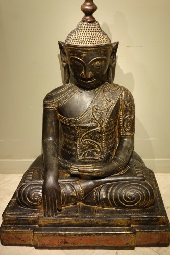 Antiquités - Very large Buddha in dry lacquer, Burma late 18th century 