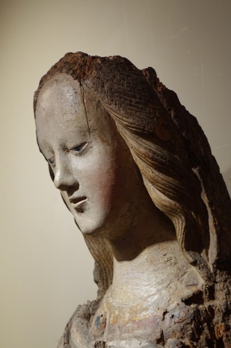 Art sacré, objets religieux  - Grande Vierge en bois sculpté, Allemagne vers 1400