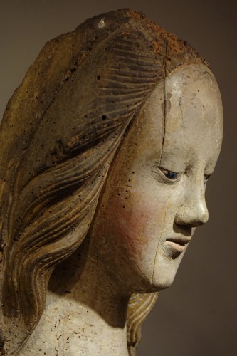11th to 15th century - Large Madonna in carved wood, Germany, circa 1400