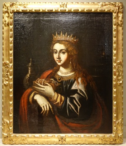 Portrait d'une reine ou allégorie de la Fortune. Espagne vers 1600 - Tableaux et dessins Style Louis XIII