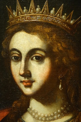 Tableaux et dessins Tableaux XVIIe siècle - Portrait d'une reine ou allégorie de la Fortune. Espagne vers 1600