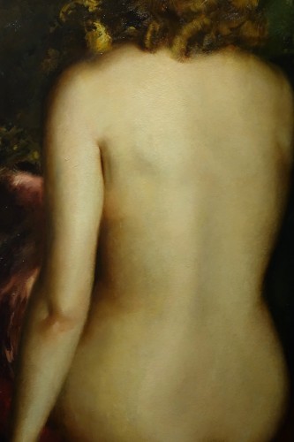 Antiquités -  Large nude back study painting-G.P. RESTELLINI 1931
