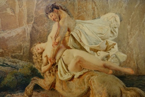 Dejanira abducted by the centaur Nessus, F.MATANIA, circa 1920 - Paintings & Drawings Style Art Déco