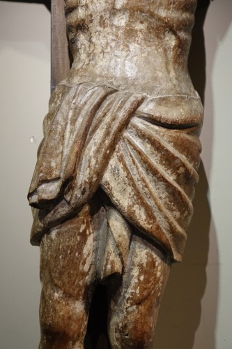 Grand Christ en croix, Bourgogne 15e siècle - Art sacré, objets religieux Style Moyen Âge