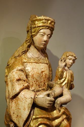 Large Virgin and Child on a throne, Spain, circa 1500 - Renaissance