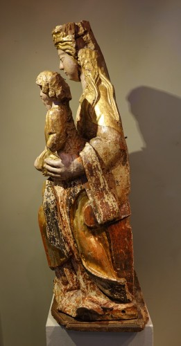 Antiquités - Large Virgin and Child on a throne, Spain, circa 1500