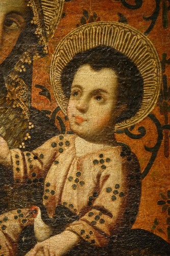 Art sacré, objets religieux  - Vierge à l'Enfant couronnée, Nouvelle Espagne 18e siècle