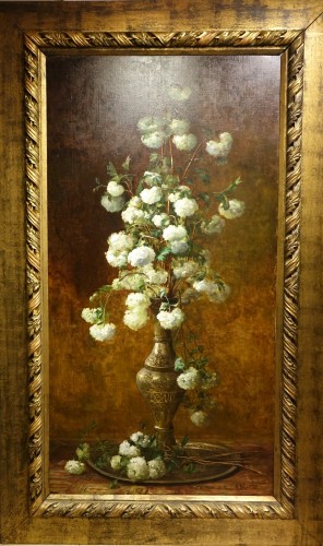 Very large still life in an Ottoman vase, Devore-Chirade 19th century