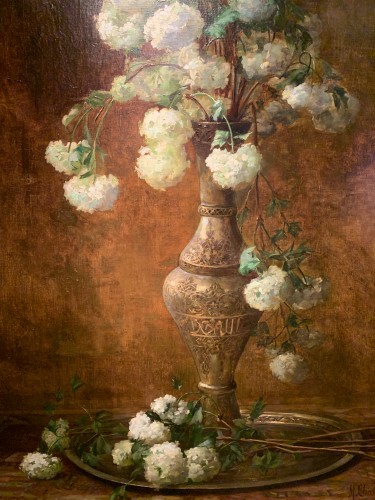 Very large still life in an Ottoman vase, Devore-Chirade 19th century - Paintings & Drawings Style Art nouveau