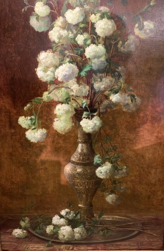 19th century - Very large still life in an Ottoman vase, Devore-Chirade 19th century