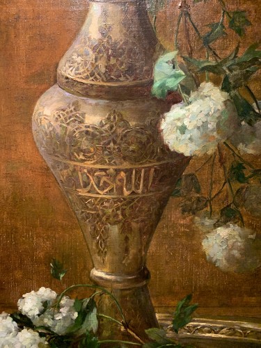 Très grande nature morte dans un vase Ottoman, Devore-Chirade 19e siècle - Art nouveau