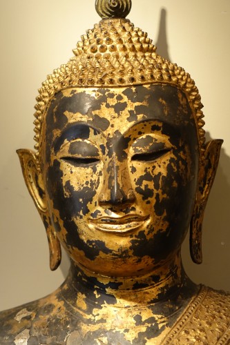  - Seated Buddha in bronze, lacquer and gold leaf, Rattanakosin 1850