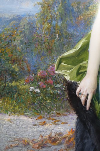 XIXe siècle - Très grand portrait d'une femme de qualité daté 1914 - Basile LEMEUNIER ( 1852-1922)