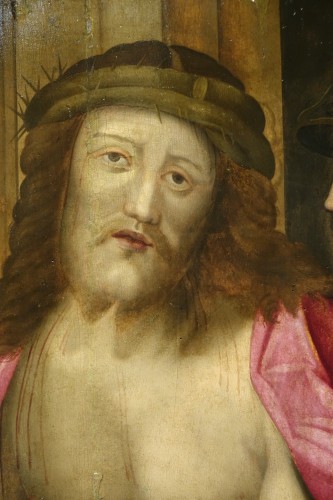 Christ de pitié ou Christ aux liens, Italie du nord, 2e quart du 16e siècle - Tableaux et dessins Style Renaissance