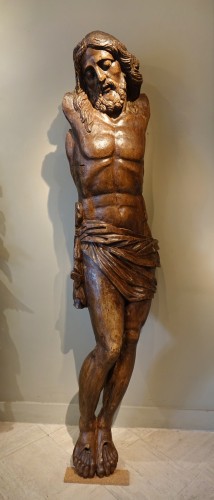 Très grand Christ en chêne, Flandres ou nord de la France 17e siècle - Art sacré, objets religieux Style Louis XIII
