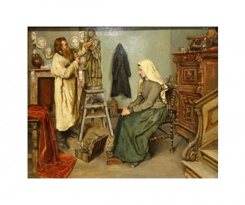 The sculptor&#039;s studio - Leo van AKEN, 1883