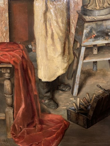 Paintings & Drawings  - The sculptor&#039;s studio - Leo van AKEN, 1883