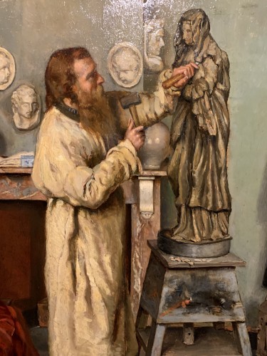 L'atelier du sculpteur - Leo van AKEN, 1883 - La Crédence