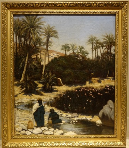 &quot;Two Bedouin women at the bank of a wadi&quot;, E.JADIN, 1872 - Paintings & Drawings Style Napoléon III