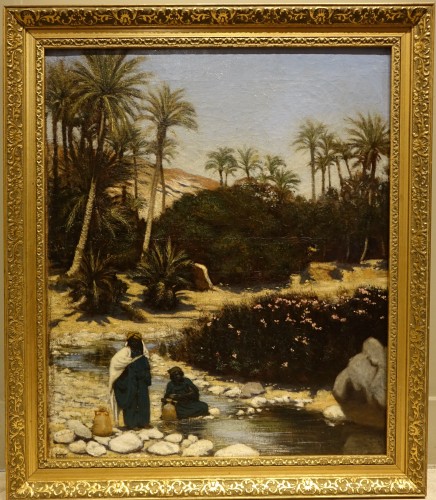 Deux bédouines au bord d'un oued - Charles Emmanuel JADIN, 1872 - Tableaux et dessins Style Napoléon III