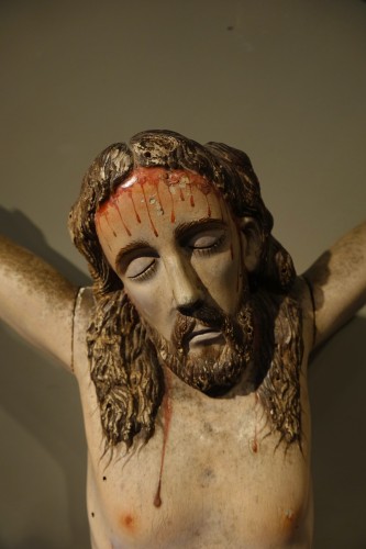 Large carved and lacquered wood Christ, Goa 18th century - 