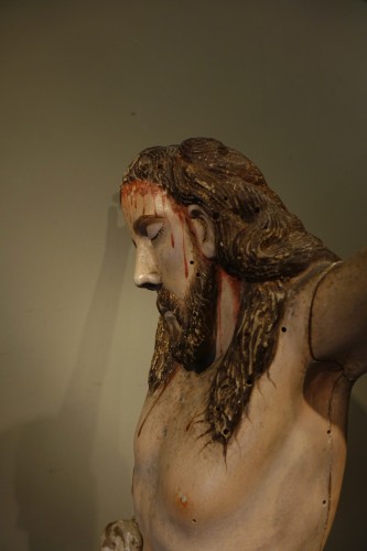 18th century - Large carved and lacquered wood Christ, Goa 18th century
