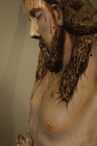 Large carved and lacquered wood Christ, Goa 18th century - Louis XIV