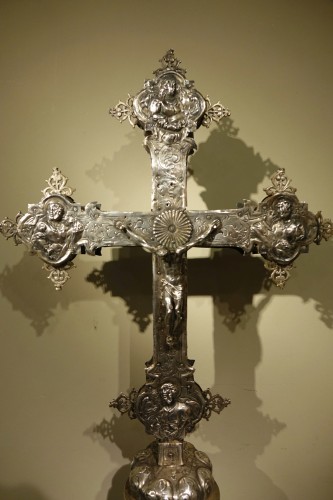 Croix de procession en argent, Venise début du XVIe siècle - Art sacré, objets religieux Style Renaissance