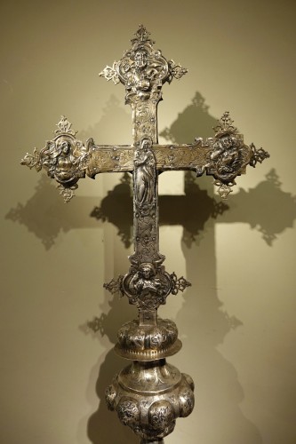 Antiquités - Croix de procession en argent, Venise début du XVIe siècle