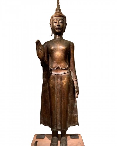 Grand Bouddha en bronze, Thaïlande ou Laos 19e siècle