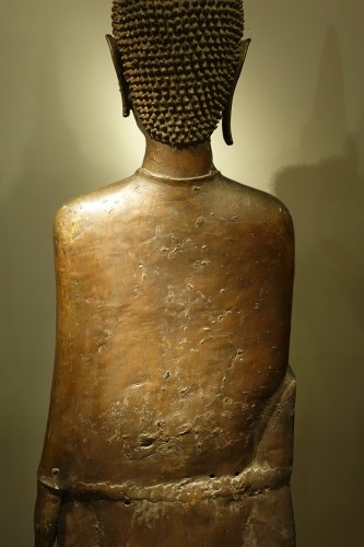 Grand Bouddha en bronze, Thaïlande ou Laos 19e siècle - Arts d