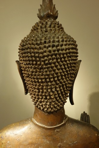 Asian Works of Art  - Large Bronze Buddha, Thailand or Laos, 19th c.