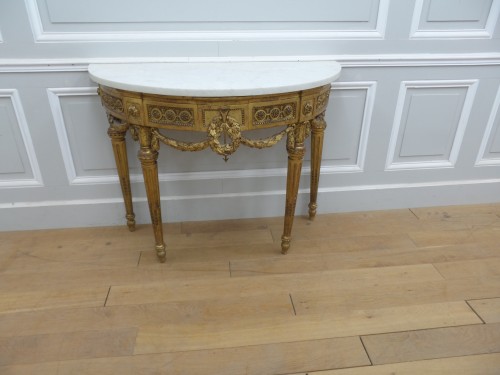 Mobilier Console - Console demi-lune en bois doré