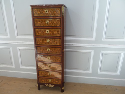 Furniture  - Louis XVI period Semainier with marquetry