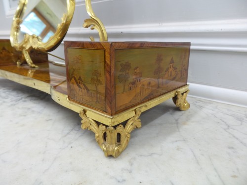 18th century - Toilet mirror with ruin marquetry decoration stamped Joubert