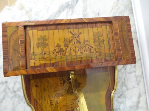 Louis XV - Toilet mirror with ruin marquetry decoration stamped Joubert