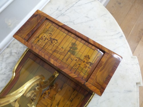 Antiquités - Toilet mirror with ruin marquetry decoration stamped Joubert