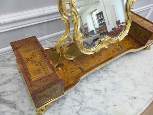 Antiquités - Toilet mirror with ruin marquetry decoration stamped Joubert