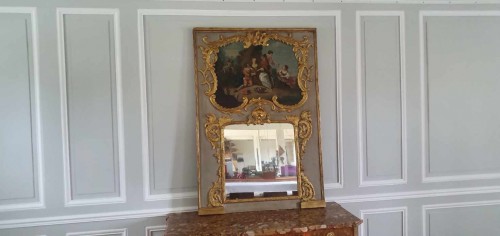 Trumeau d'époque Louis XV - Miroirs, Trumeaux Style Louis XV