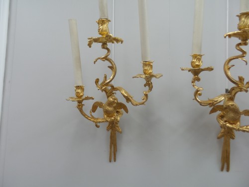 19th century - Pair of bronze sconces