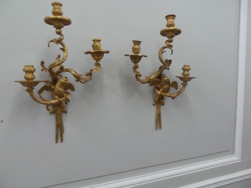 Paire d'appliques au perroquets - Luminaires Style Napoléon III