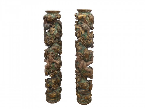 Pair of 17th century Baroque columns