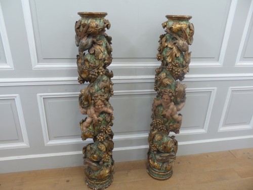 Pair of 17th century Baroque columns - 