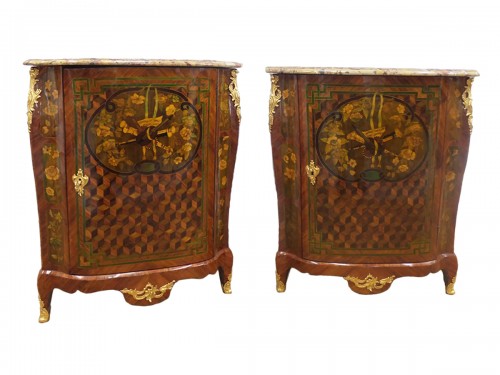 Pair of Louis XV corner cabinet Stamped Jean Mathieu Chevallier