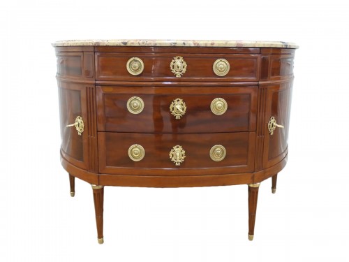 Commode demi lune d'époque Louis XVI