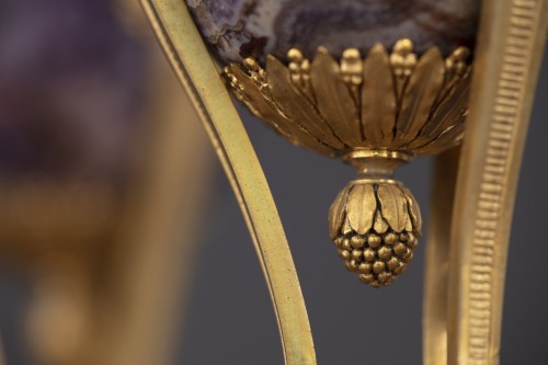 Pair candlesticks cassolettes in amethyst - Lighting Style Directoire