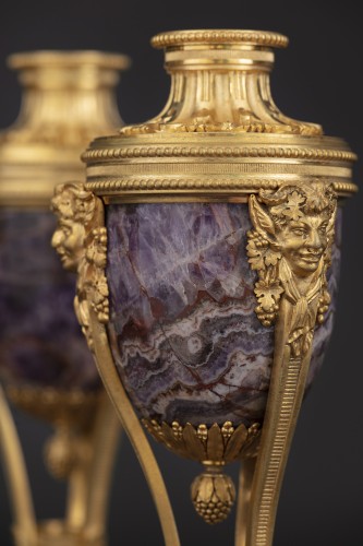 Lighting  - Pair candlesticks cassolettes in amethyst